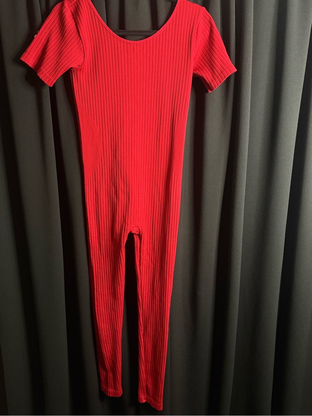 Red Ribbed One-Piece Jumpsuit - Picture 2 of 2